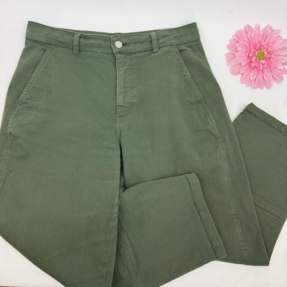 Everlane The Utility Barrel Pant Olive Green Cotton High Rise - Picture 6 of 15